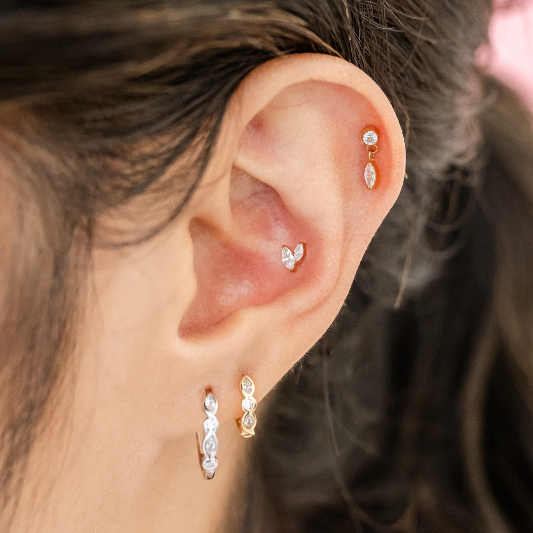 Geo Huggies – Sterling Silver Hypoallergenic Hoop Earrings