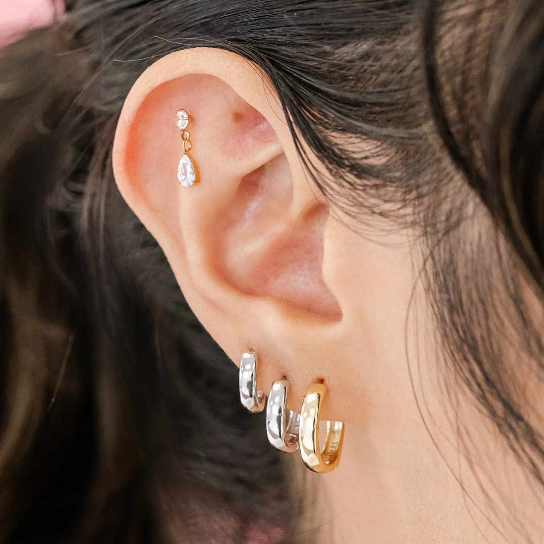 Chunky Huggies – Sterling Silver Hypoallergenic Hoop Earrings