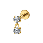 Cz Prong Dangle Titanium Flat Back Studs (Plain / Everyday Minimalist)