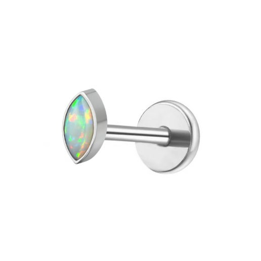 Opal Marquis Titanium Flat Back Studs (Plain / Everyday Minimalist)