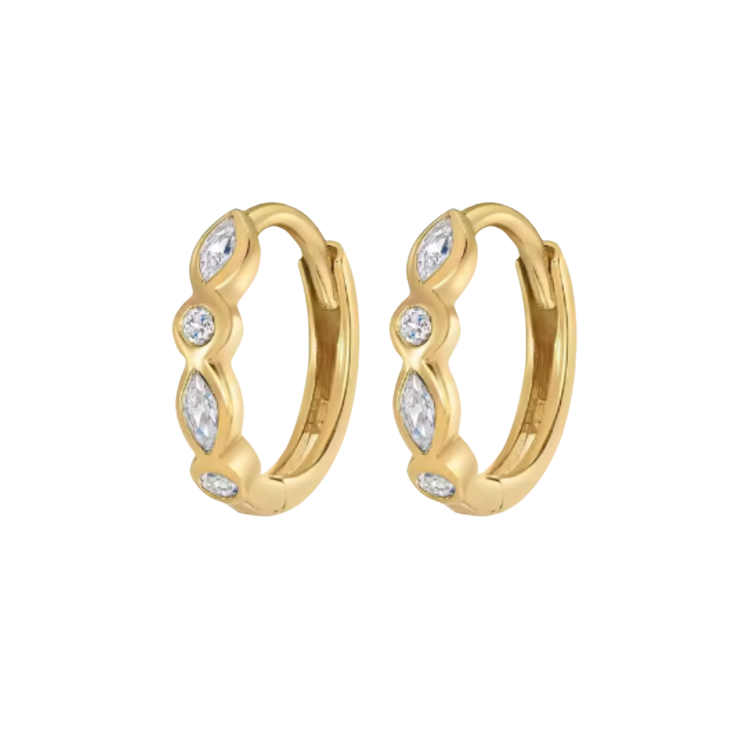 Geo Huggies – Sterling Silver Hypoallergenic Hoop Earrings