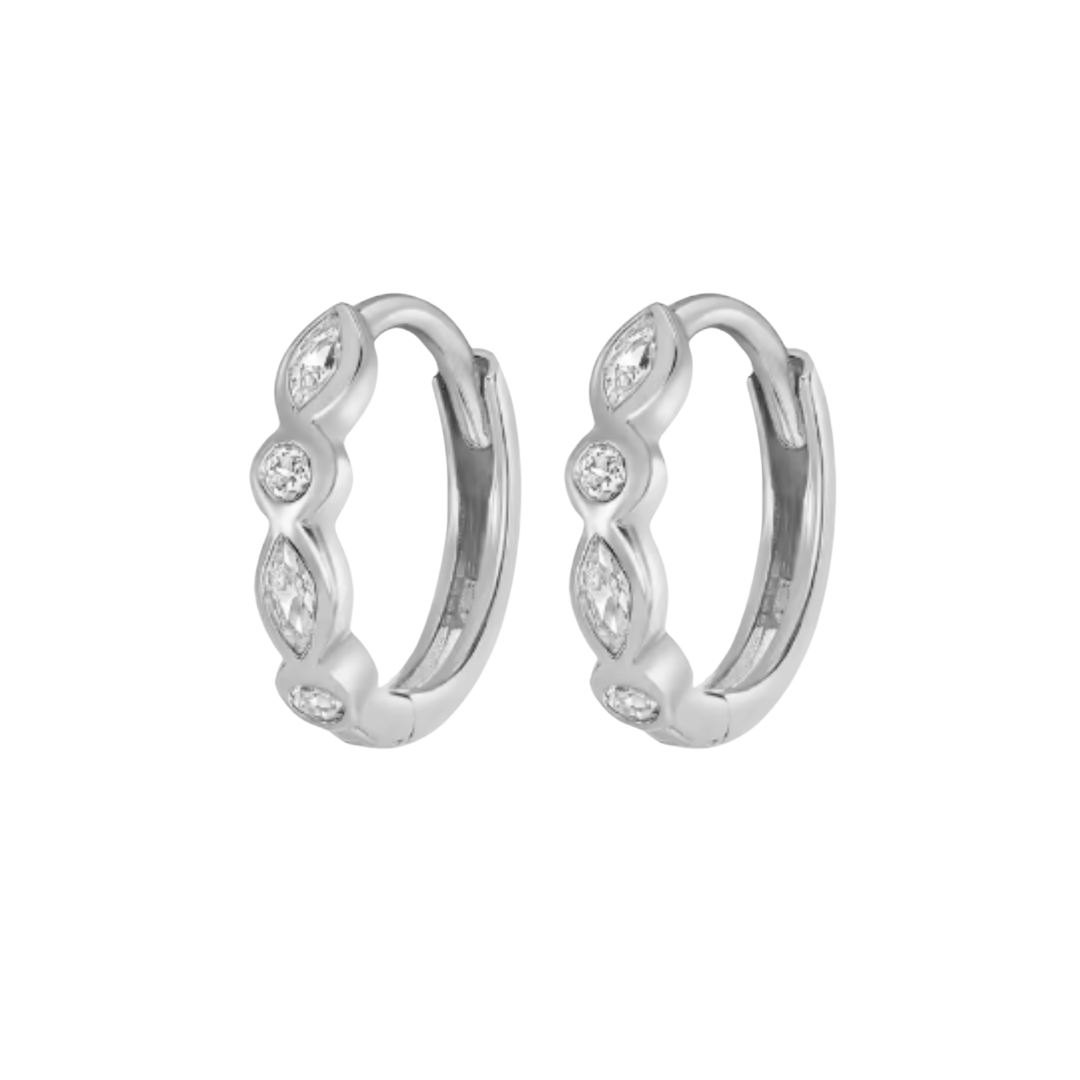 Geo Huggies – Sterling Silver Hypoallergenic Hoop Earrings