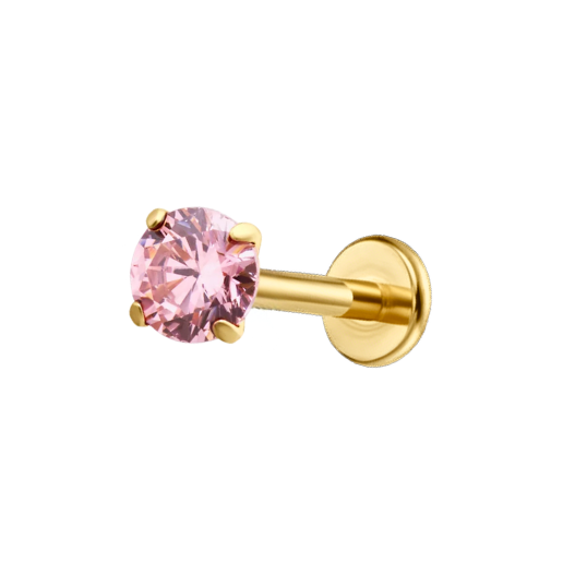 Classic Pink Cz Titanium Flat Back Studs (Plain / Everyday Minimalist)