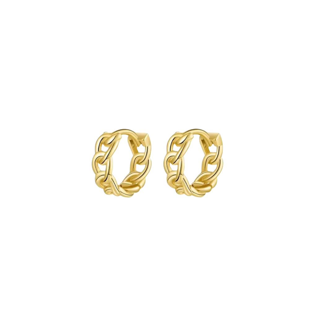 Chain Huggies – Sterling Silver Hypoallergenic Hoop Earrings