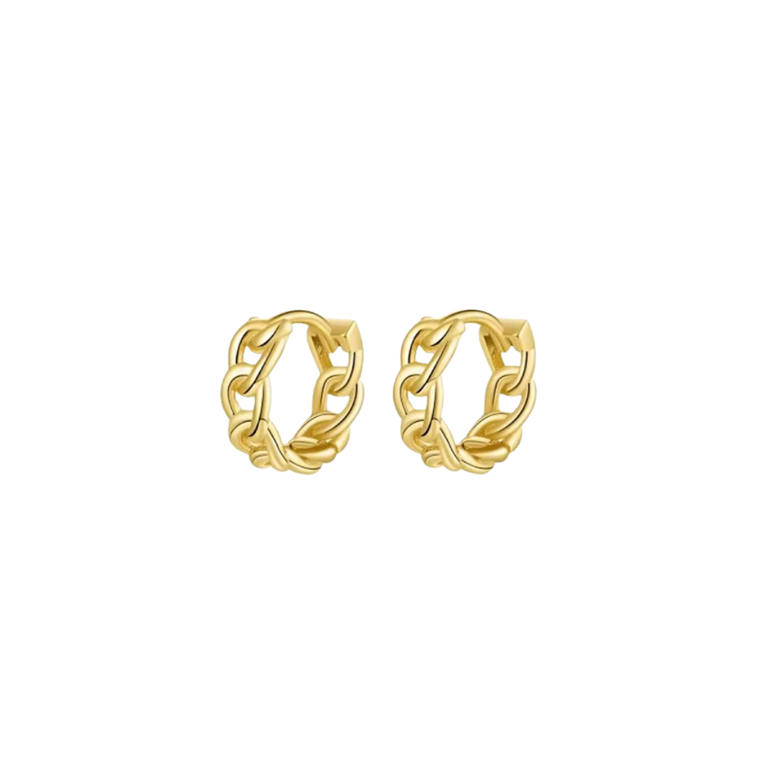 Chain Huggies – Sterling Silver Hypoallergenic Hoop Earrings