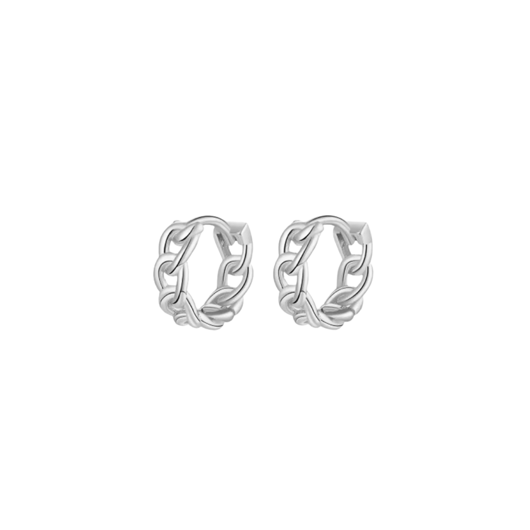 Chain Huggies – Sterling Silver Hypoallergenic Hoop Earrings