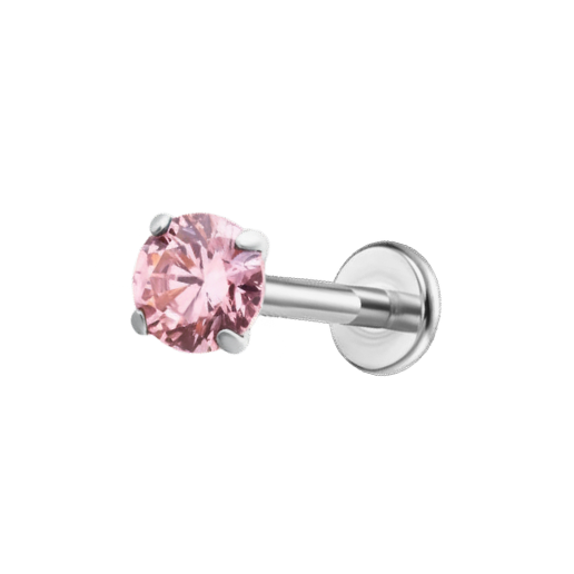 Classic Pink Cz Titanium Flat Back Studs (Plain / Everyday Minimalist)