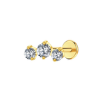 Triple Cz Titanium Flat Back Studs (Plain / Everyday Minimalist)