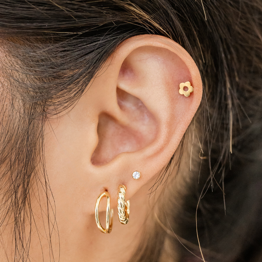 Flower Titanium Flat Back Studs (Plain / Everyday Minimalist)