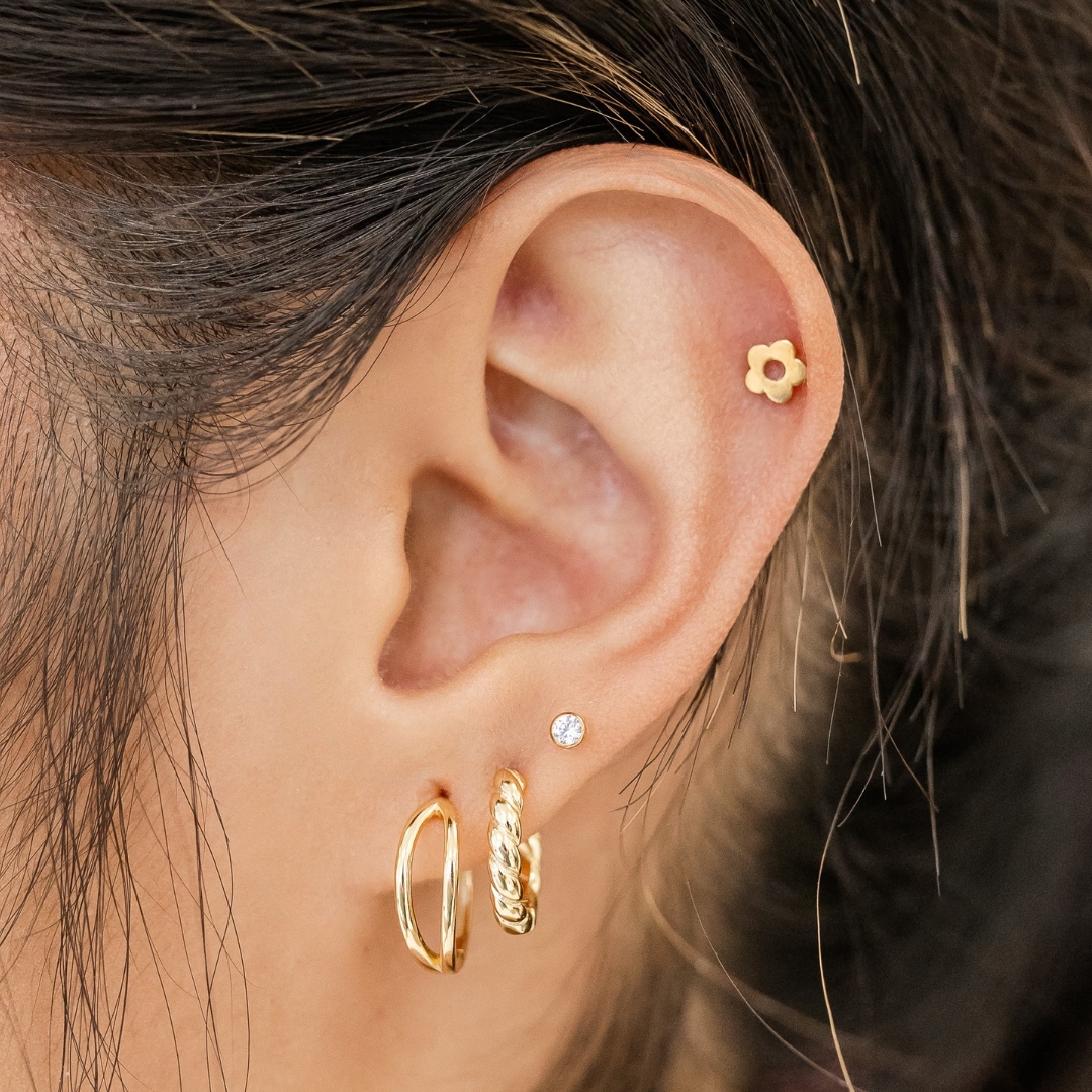 Flower Titanium Flat Back Studs (Plain / Everyday Minimalist)