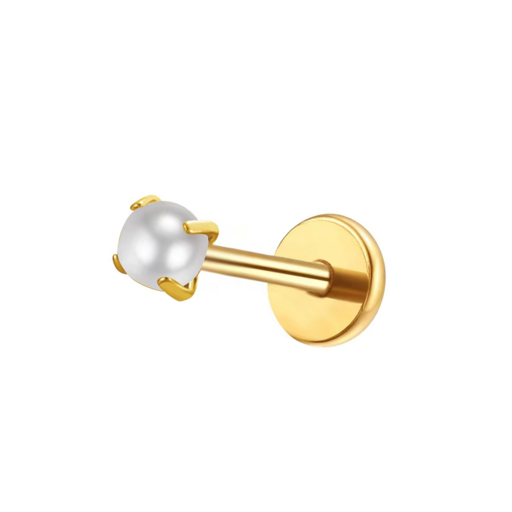 Pearl (2 sizes) Titanium Flat Back Studs (Plain / Everyday Minimalist)