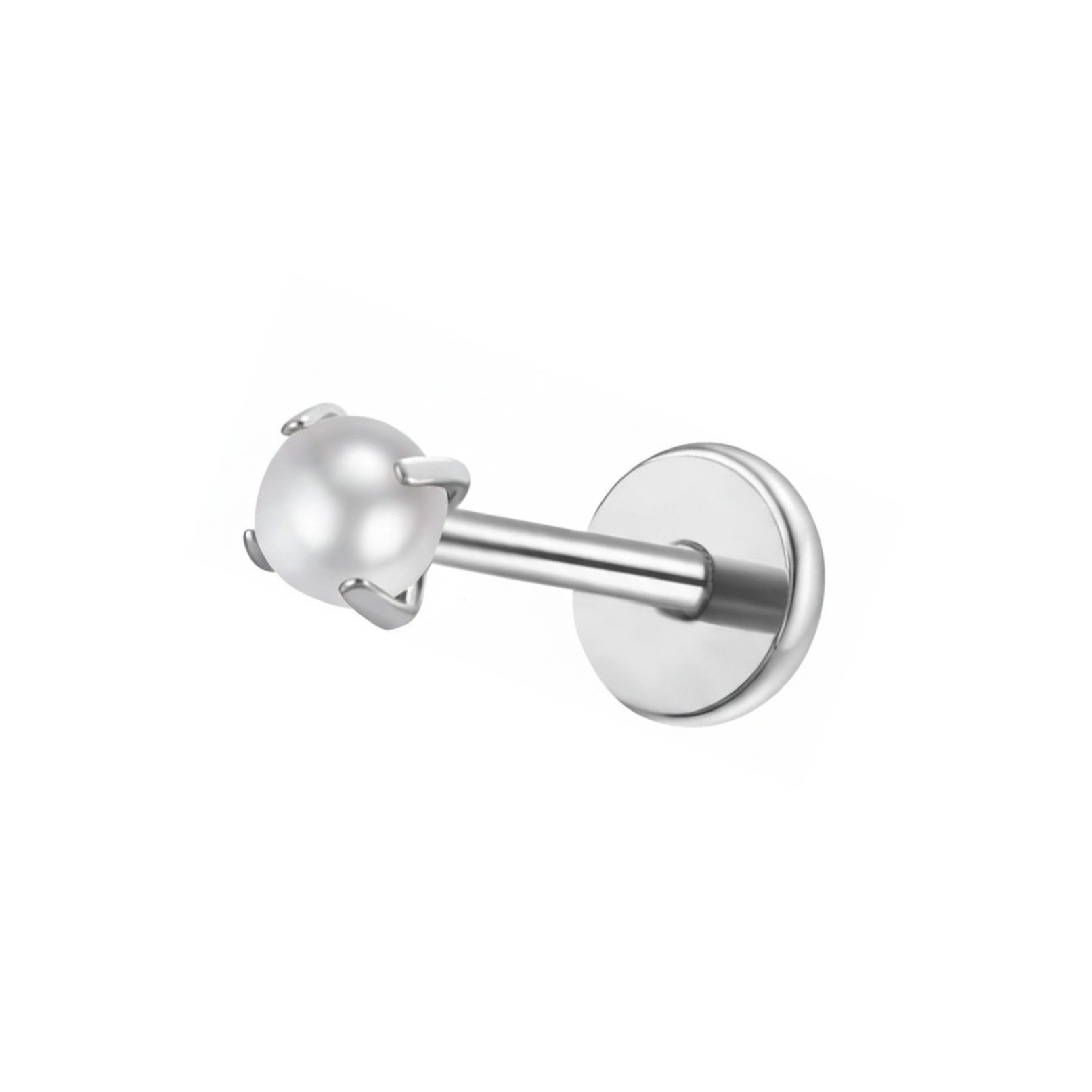 Pearl (2 sizes) Titanium Flat Back Studs (Plain / Everyday Minimalist)