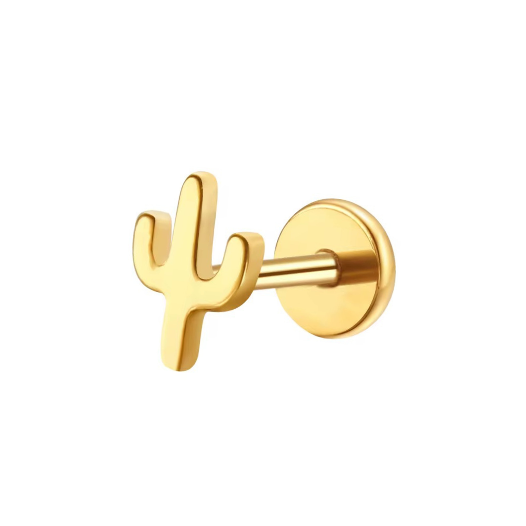 Cactus Titanium Flat Back Studs (Plain / Everyday Minimalist)