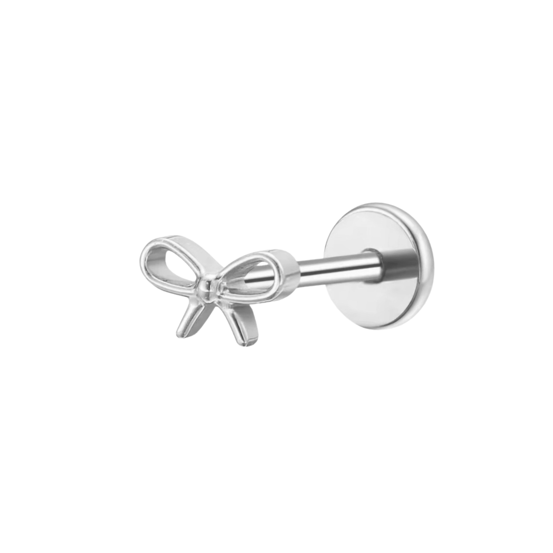 Bow Titanium Flat Back Studs (Plain / Everyday Minimalist)