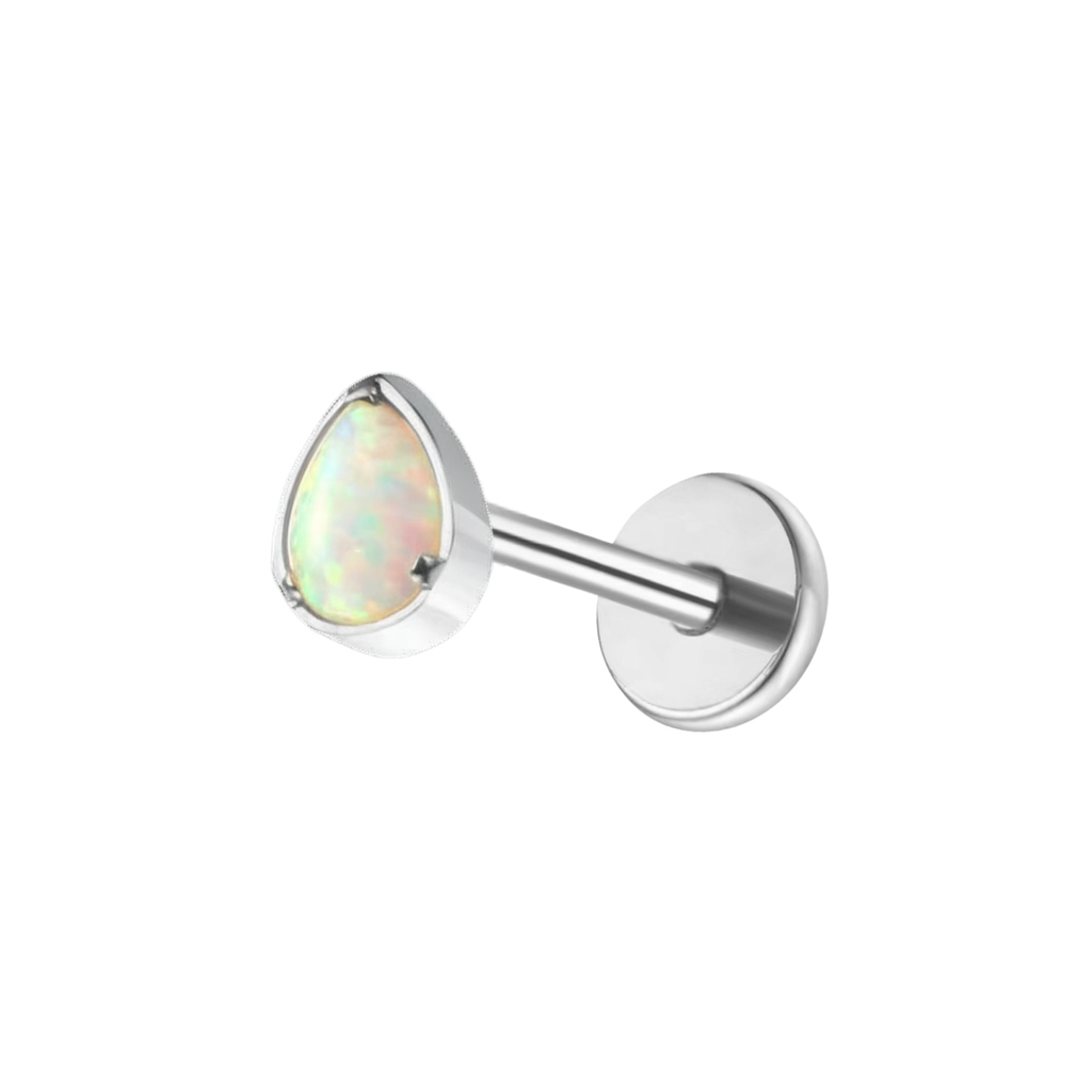 Opal Teardrop Titanium Flat Back Studs (Plain / Everyday Minimalist)