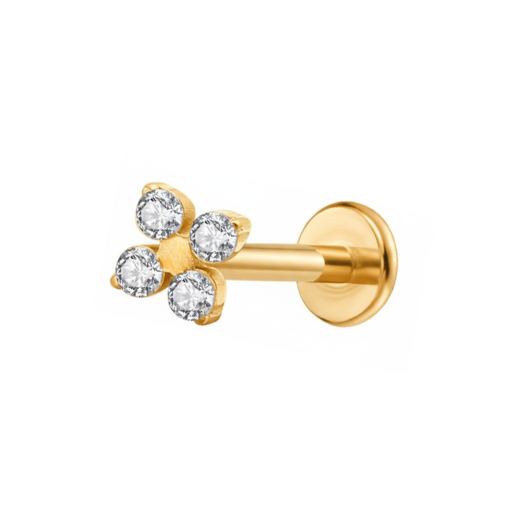 Four Cz Titanium Flat Back Studs (Plain / Everyday Minimalist)