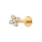 Four Cz Titanium Flat Back Studs (Plain / Everyday Minimalist)