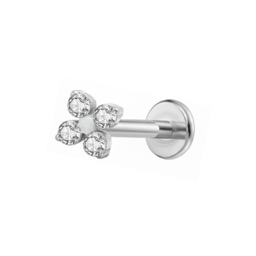 Four Cz Titanium Flat Back Studs (Plain / Everyday Minimalist)