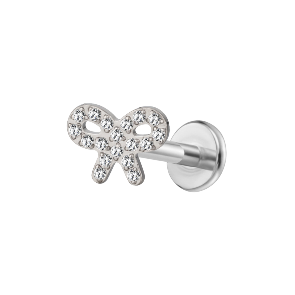 Cz Bow Titanium Flat Back Studs (Plain / Everyday Minimalist)