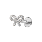 Cz Bow Titanium Flat Back Studs (Plain / Everyday Minimalist)