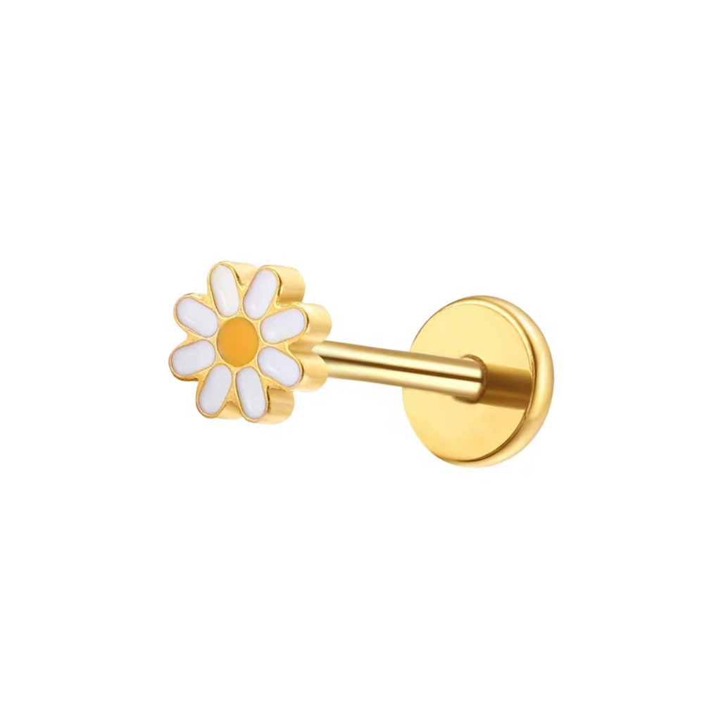 Daisy Titanium Flat Back Studs (Plain / Everyday Minimalist)