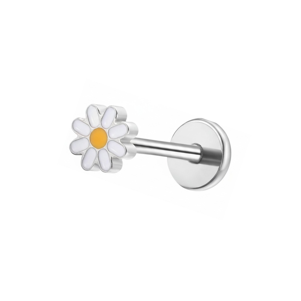 Daisy Titanium Flat Back Studs (Plain / Everyday Minimalist)