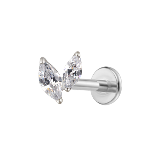 Double Cz Marquis Titanium Flat Back Studs (Plain / Everyday Minimalist)