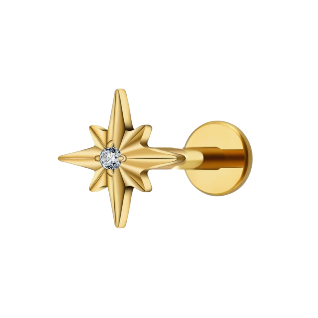 North Star Titanium Flat Back Studs (Plain / Everyday Minimalist)