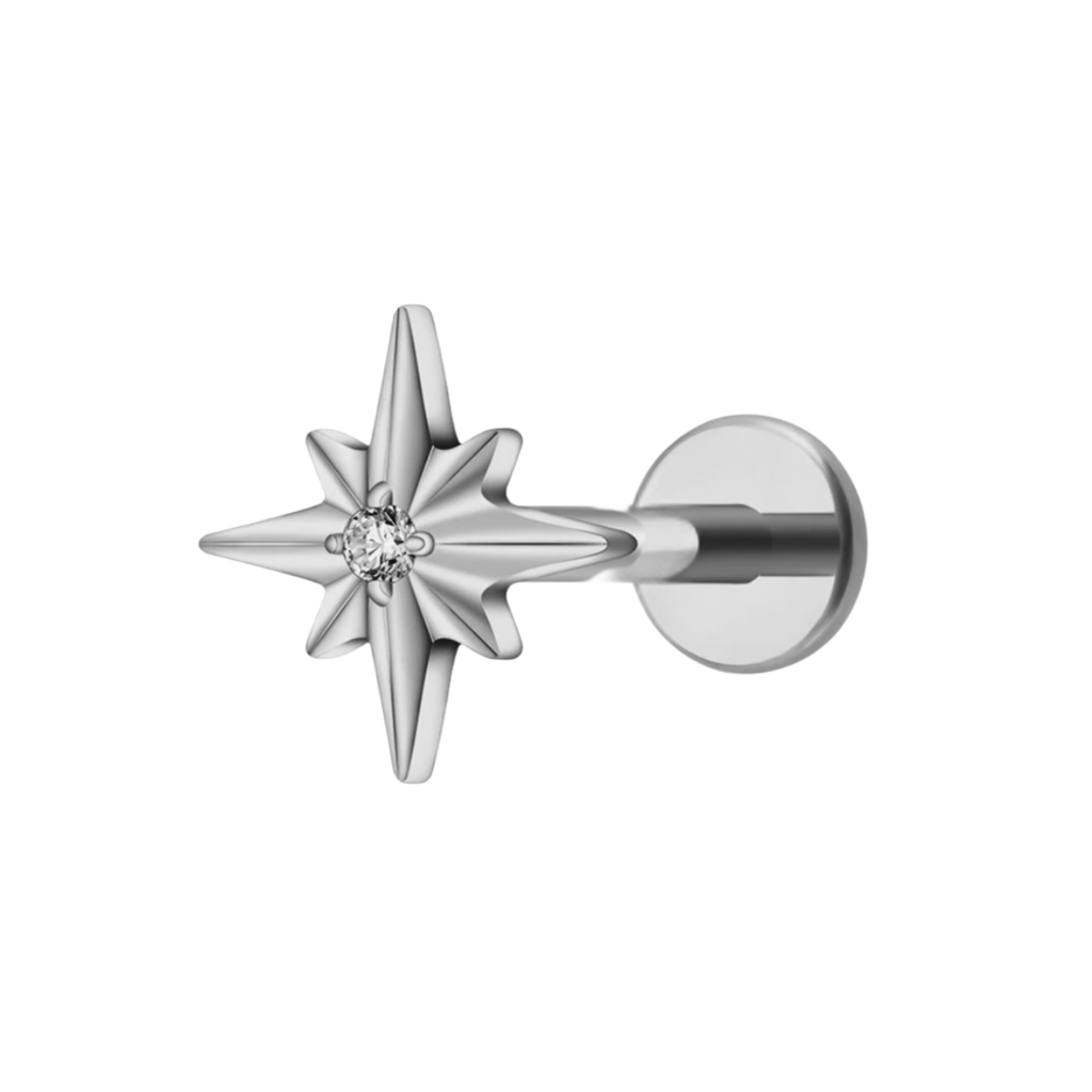North Star Titanium Flat Back Studs (Plain / Everyday Minimalist)