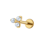 Triple Pearl Titanium Flat Back Studs (Plain / Everyday Minimalist)