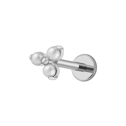 Triple Pearl Titanium Flat Back Studs (Plain / Everyday Minimalist)