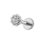Cz Flower Titanium Flat Back Studs (Plain / Everyday Minimalist)