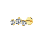 Triple Cz Titanium Flat Back Studs (Plain / Everyday Minimalist)