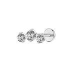 Triple Cz Titanium Flat Back Studs (Plain / Everyday Minimalist)