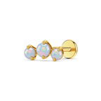Triple Opal Titanium Flat Back Studs (Plain / Everyday Minimalist)