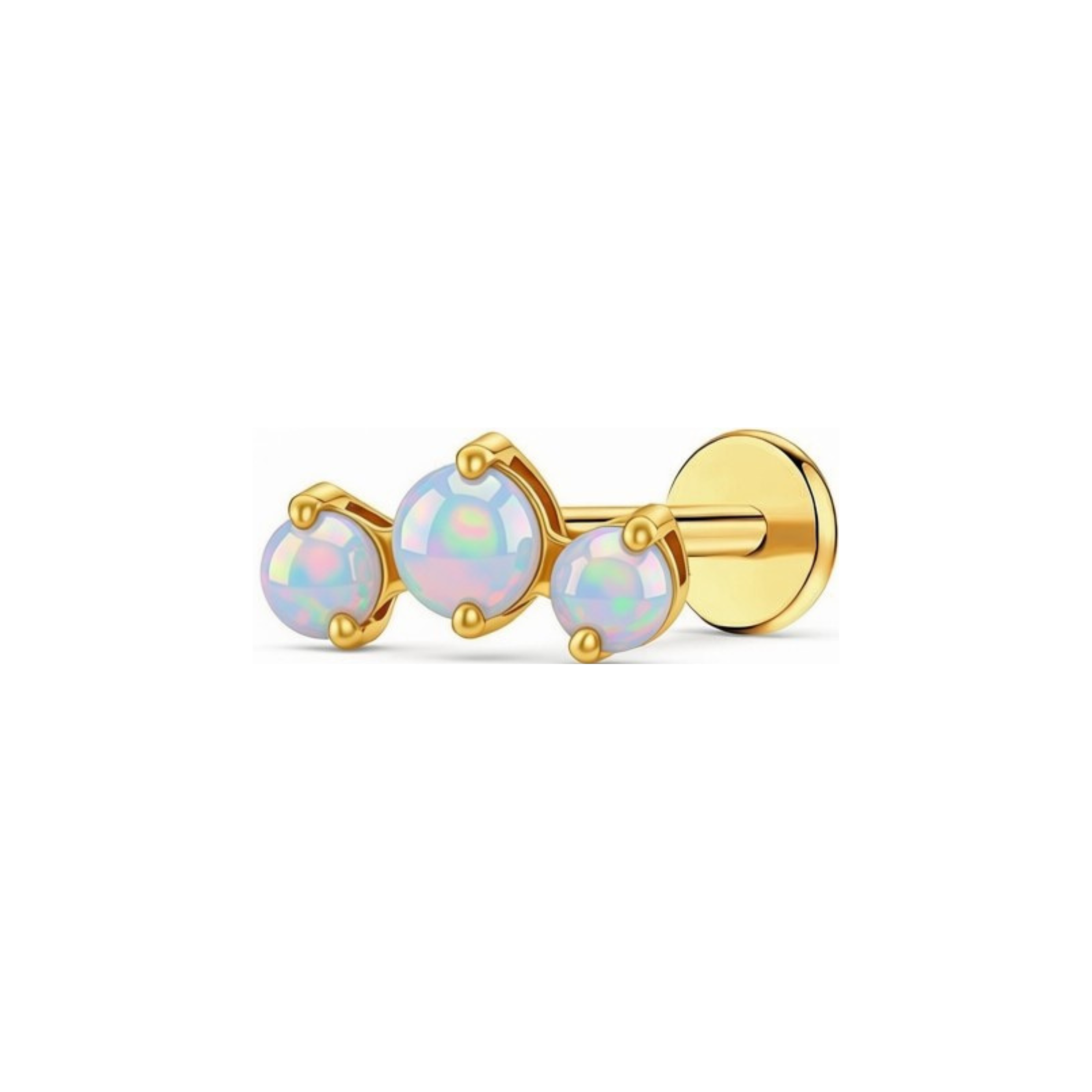 Triple Opal Titanium Flat Back Studs (Plain / Everyday Minimalist)