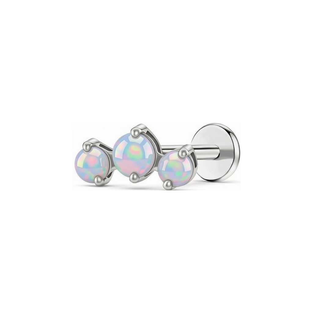 Triple Opal Titanium Flat Back Studs (Plain / Everyday Minimalist)
