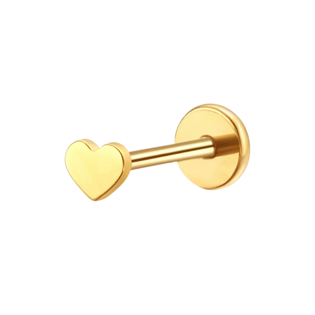 Heart Titanium Flat Back Studs (Plain / Everyday Minimalist)