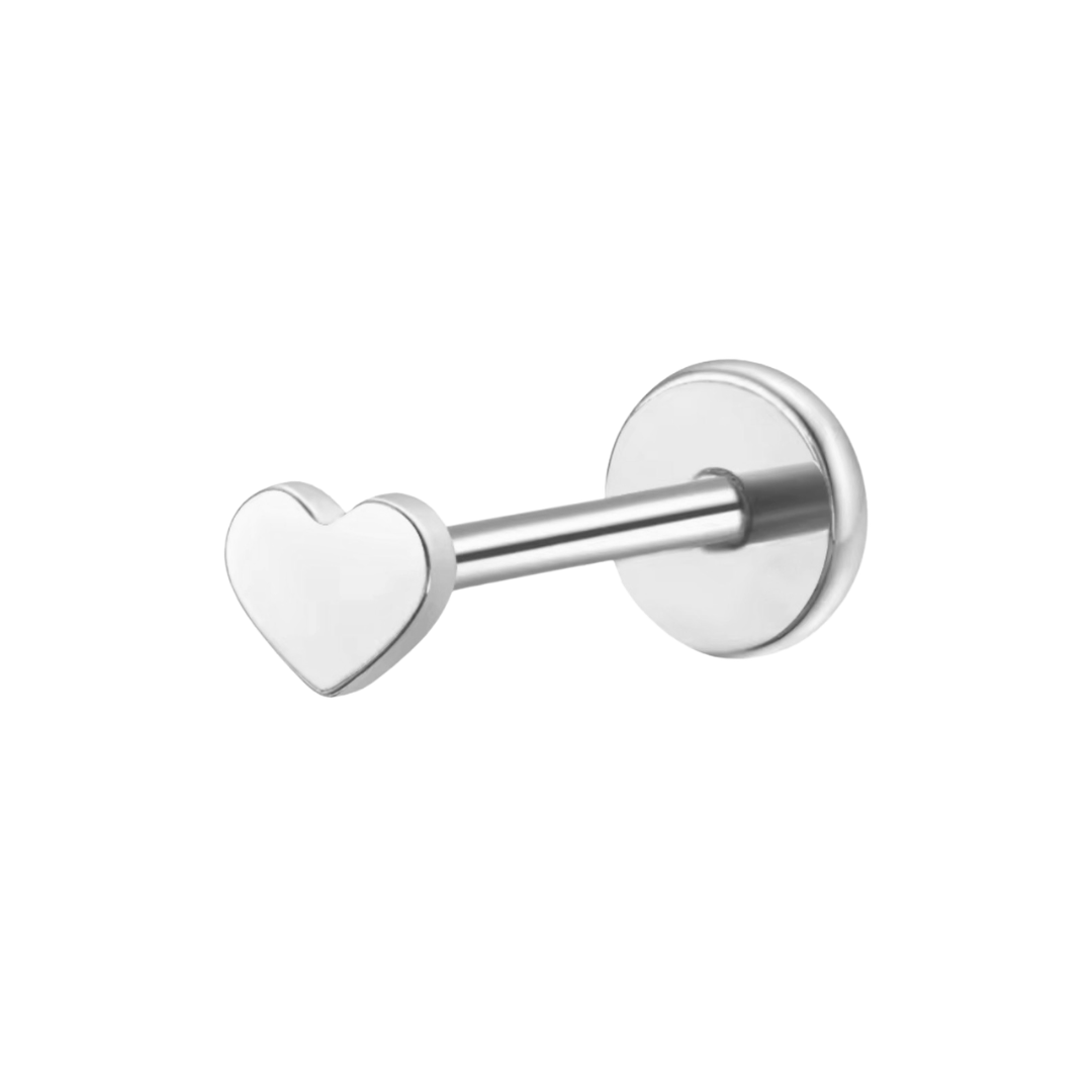 Heart Titanium Flat Back Studs (Plain / Everyday Minimalist)