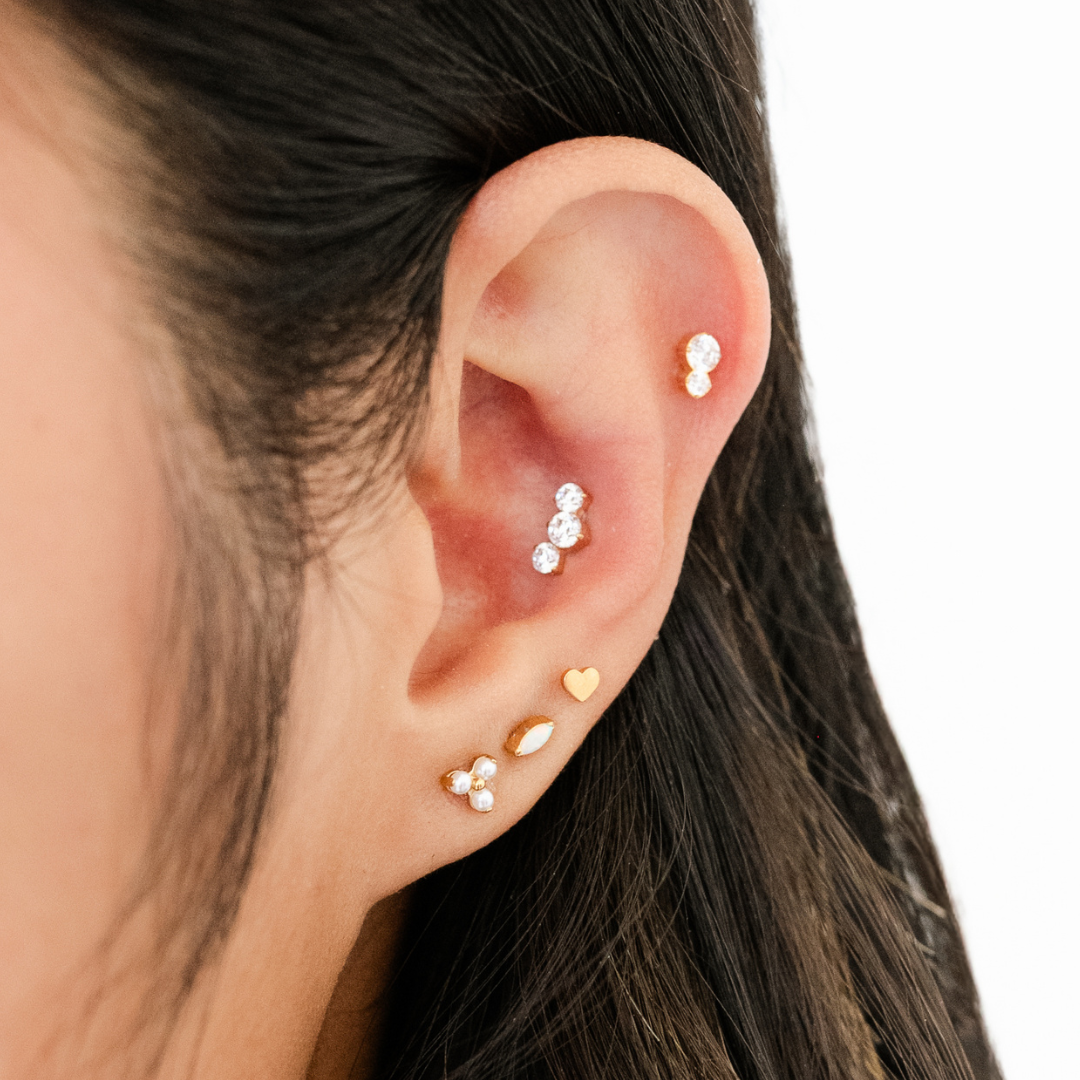 Heart Titanium Flat Back Studs (Plain / Everyday Minimalist)