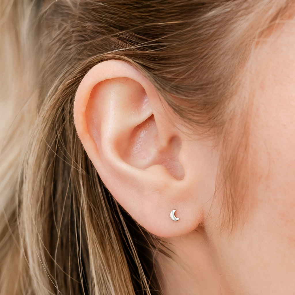 Moon Titanium Flat Back Studs (Plain / Everyday Minimalist)