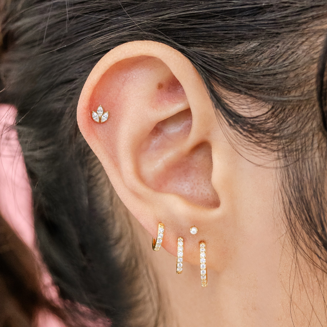Classic Diamond Huggies – Sterling Silver Hypoallergenic Hoop Earrings