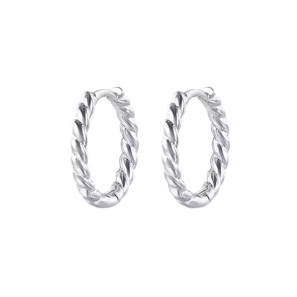 Twist Huggies – Sterling Silver Hypoallergenic Hoop Earrings