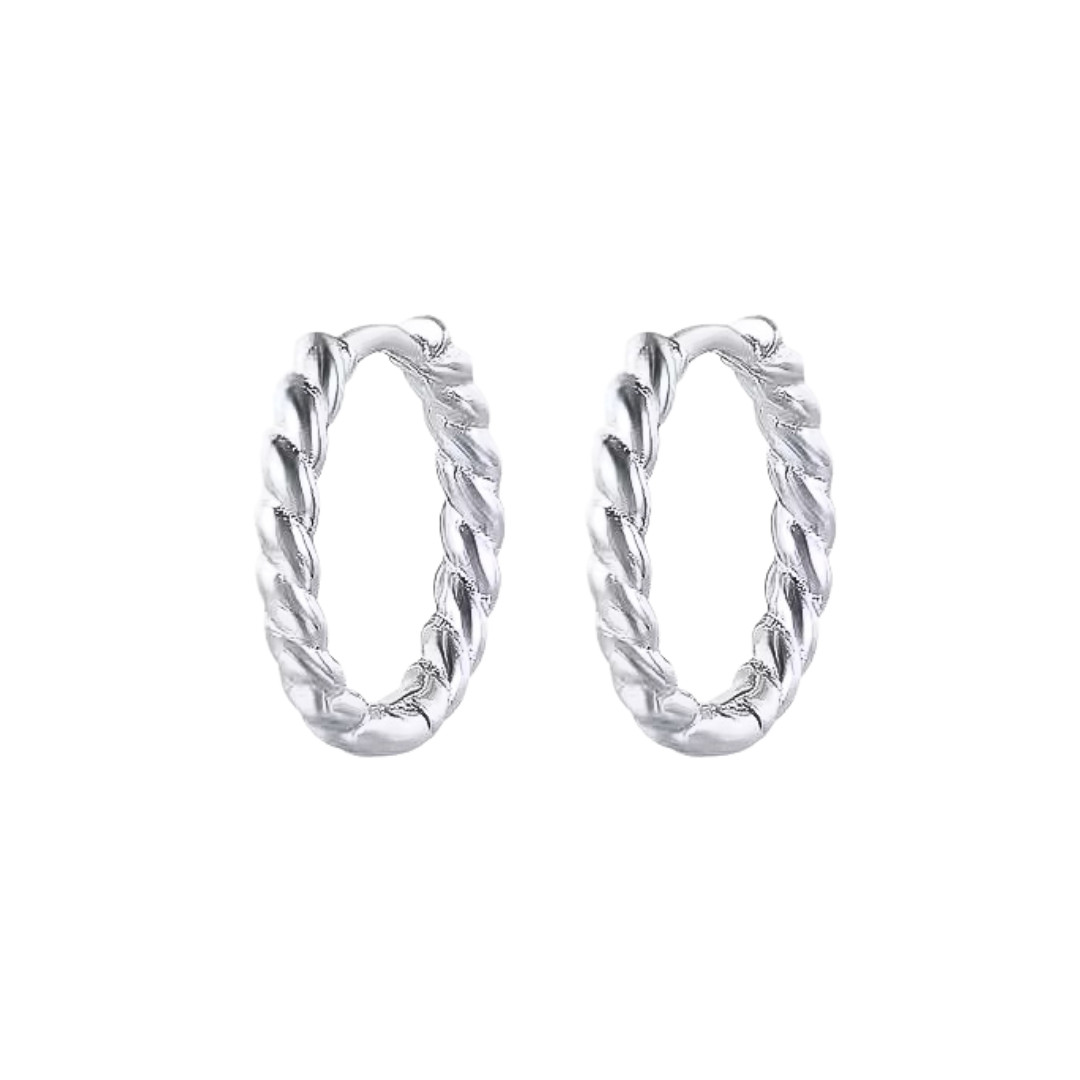 Twist Huggies – Sterling Silver Hypoallergenic Hoop Earrings