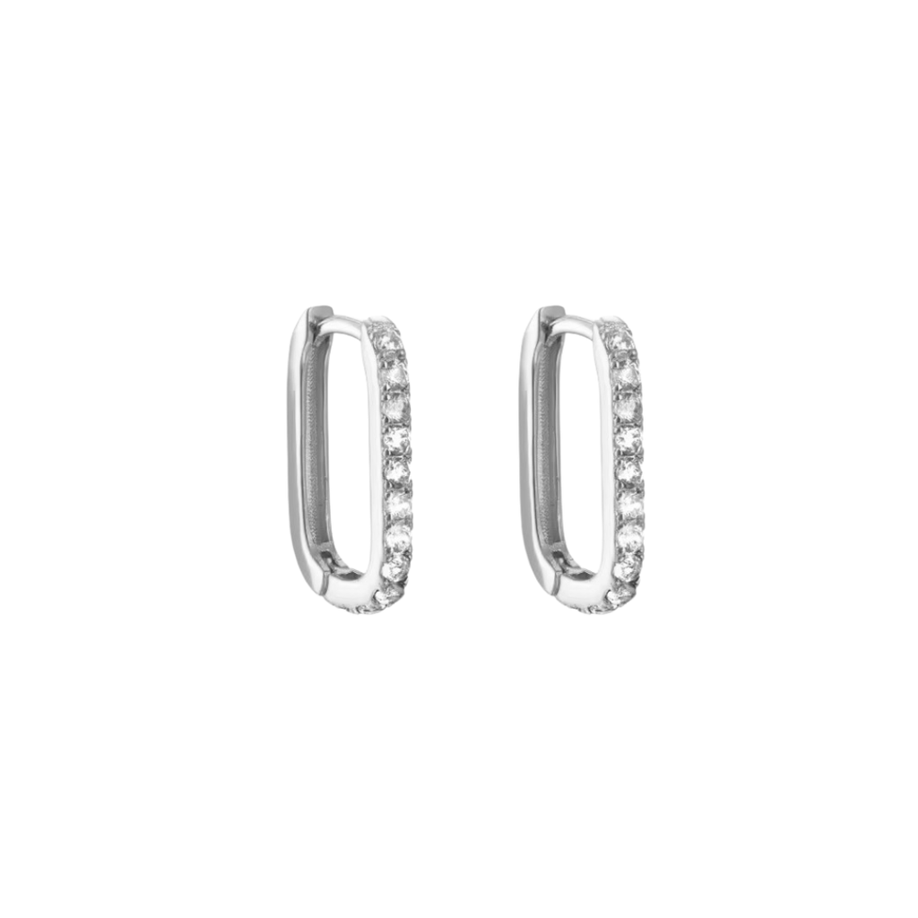 Elongated Cz Huggies – Sterling Silver Hypoallergenic Hoop Earrings