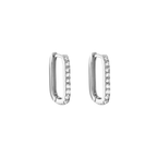 Elongated Cz Huggies – Sterling Silver Hypoallergenic Hoop Earrings