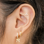 Triple Pearl Titanium Flat Back Studs (Plain / Everyday Minimalist)
