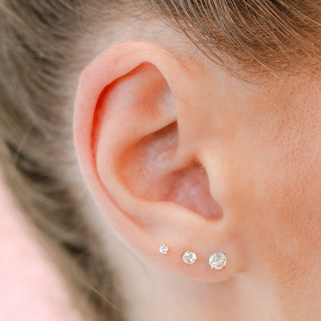Classic Cz Titanium Flat Back Studs (Plain / Everyday Minimalist)