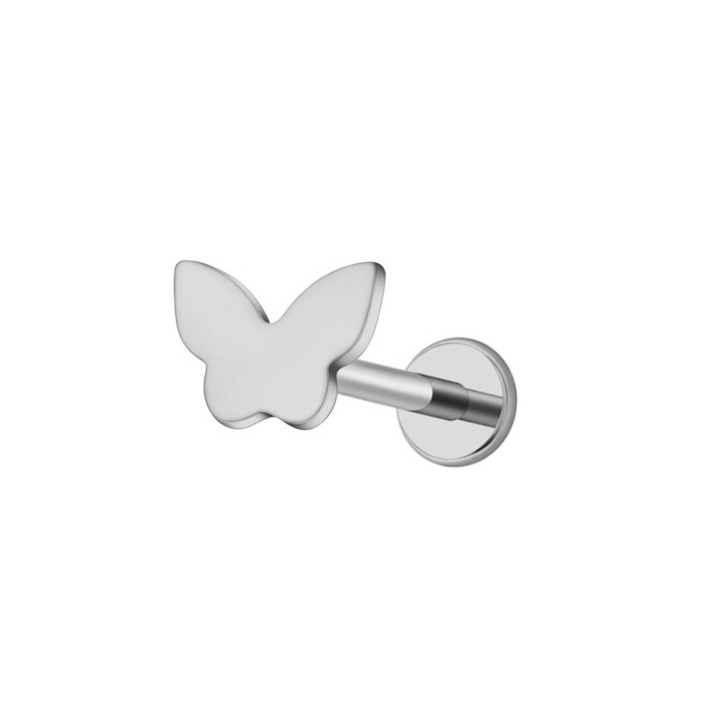 Butterfly Titanium Flat Back Studs (Plain / Everyday Minimalist)