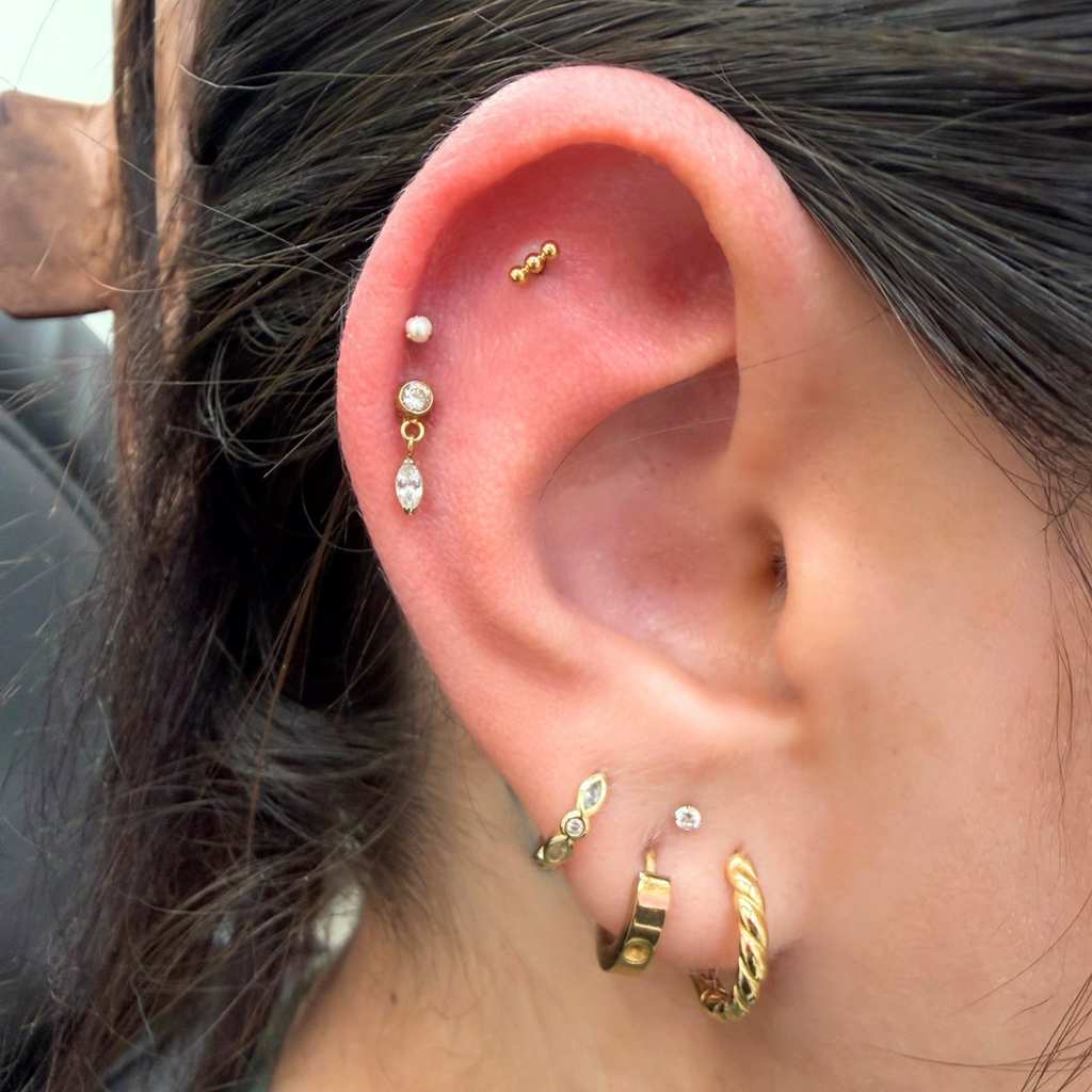 Triple Stack Titanium Flat Back Studs (Plain / Everyday Minimalist)